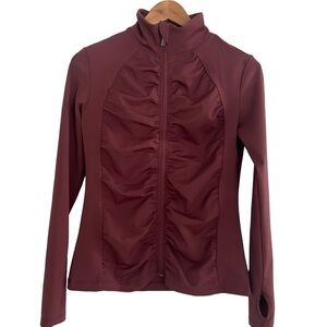 Ebb & Flow Sz S Sculpt Ruched Front Zip Up Athletic Sport Track Jacket Mauve